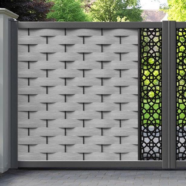 Ripple Ambar Straight Top Driveway Gate - Light Grey - Middle Screen