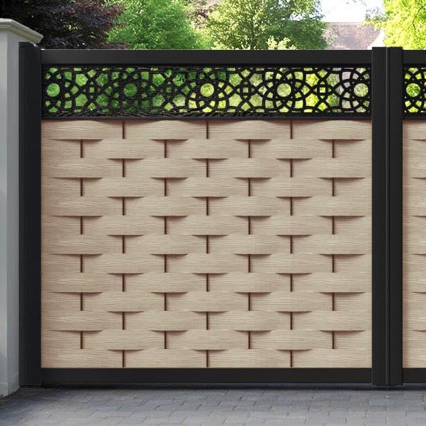 Ripple Ambar Straight Top Driveway Gate - Light Oak- Top Screen