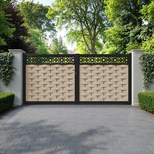 Ripple Ambar Straight Top Driveway Gate - Light Oak- Top Screen