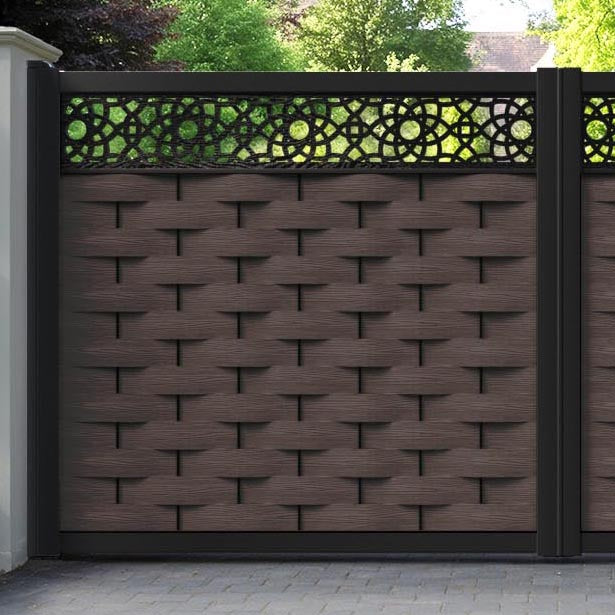 Ripple Ambar Straight Top Driveway Gate - Mid Brown - Top Screen