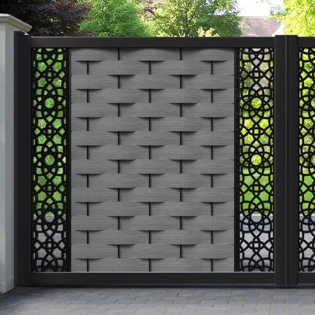 Ripple Ambar Straight Top Driveway Gate - Mid Grey - Middle & End Screen