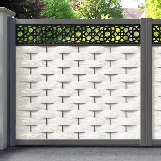 Ripple Ambar Straight Top Driveway Gate - Light Stone - Top Screen
