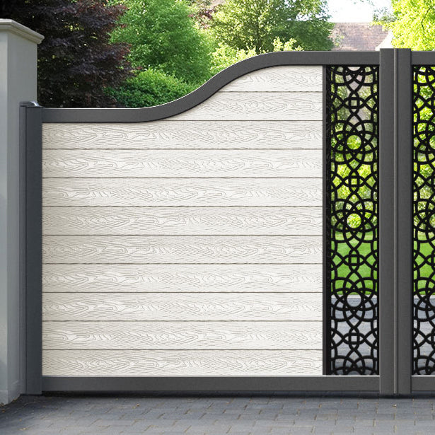 Classic Ambar Curved Top Driveway Gate - Light Stone - Middle Screen