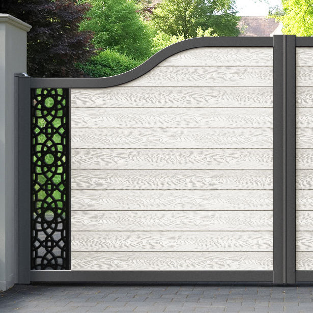 Classic Ambar Curved Top Driveway Gate - Light Stone - End Screen