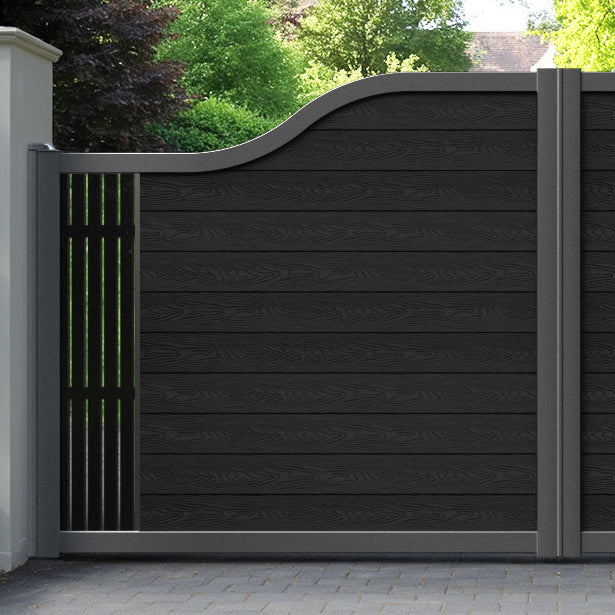 Classic Aspen Curved Top Driveway Gate - Black - End Screen