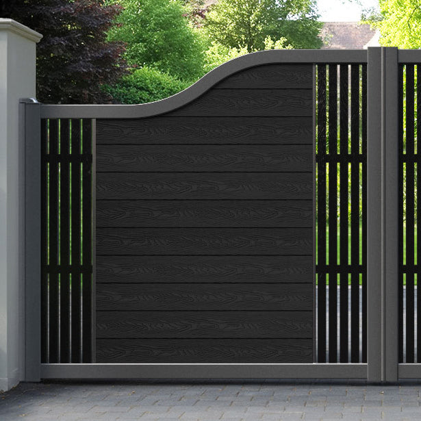 Classic Aspen Curved Top Driveway Gate - Black - Middle & End Screen