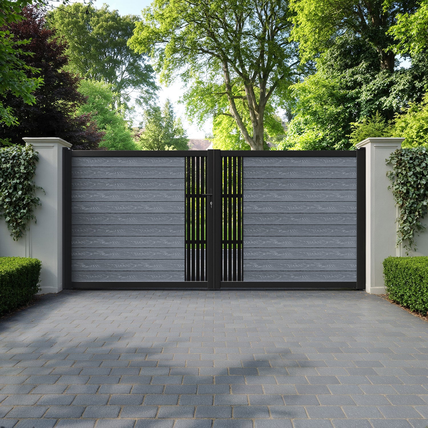 Classic Aspen Straight Top Driveway Gate - Anthracite - Middle Screen