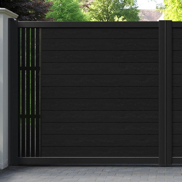 Classic Aspen Straight Top Driveway Gate - Black - End Screen