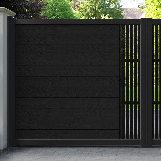 Classic Aspen Straight Top Driveway Gate - Black - Middle Screen