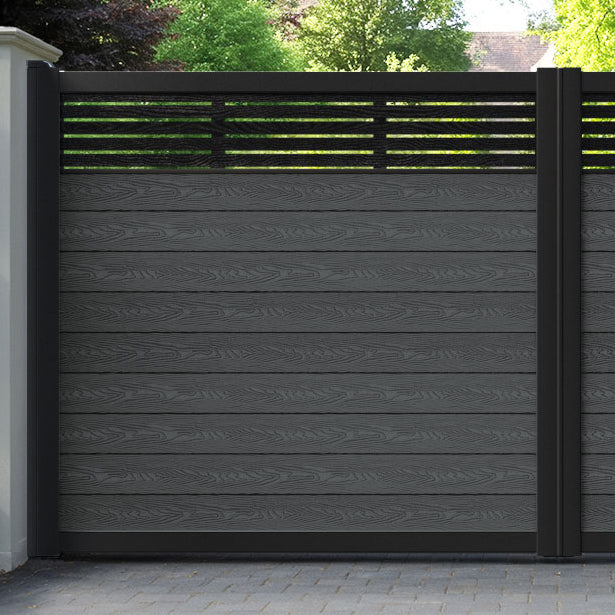Classic Aspen Straight Top Driveway Gate - Dark Grey - Top Screen
