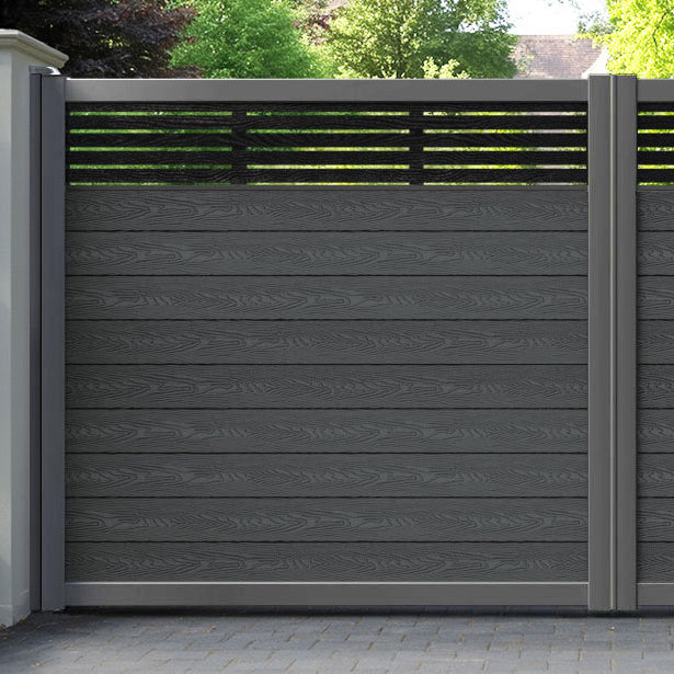 Classic Aspen Straight Top Driveway Gate - Dark Grey - Top Screen