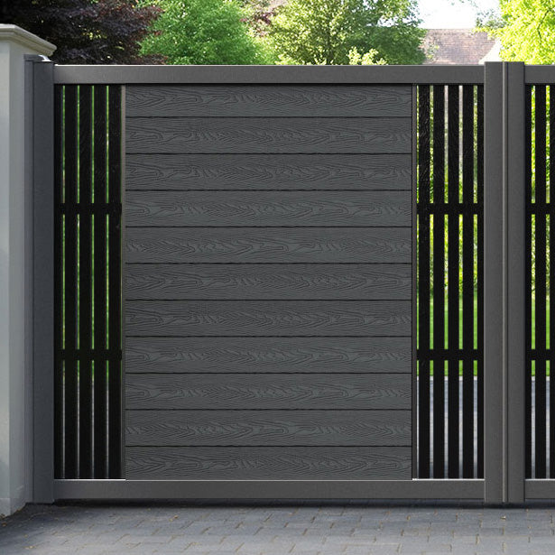 Classic Aspen Straight Top Driveway Gate - Dark Grey - Middle & End Screen