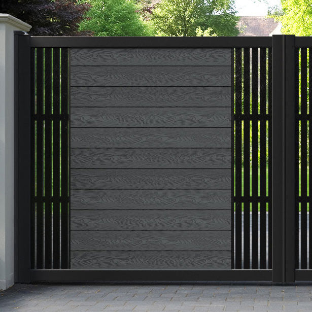 Classic Aspen Straight Top Driveway Gate - Dark Grey - Middle & End Screen