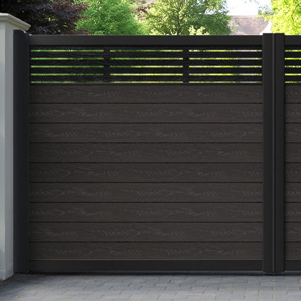 Classic Aspen Straight Top Driveway Gate - Dark Oak - Top Screen