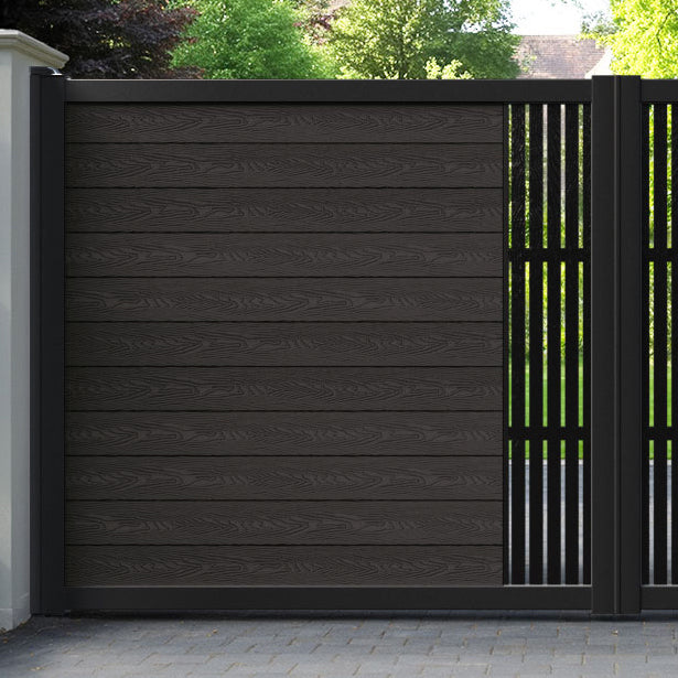 Classic Aspen Straight Top Driveway Gate - Dark Oak - Middle Screen