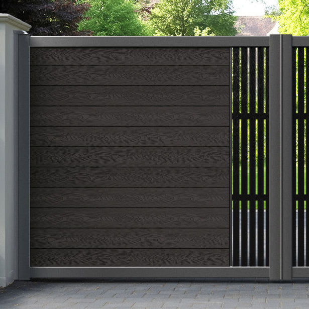 Classic Aspen Straight Top Driveway Gate - Dark Oak - Middle Screen