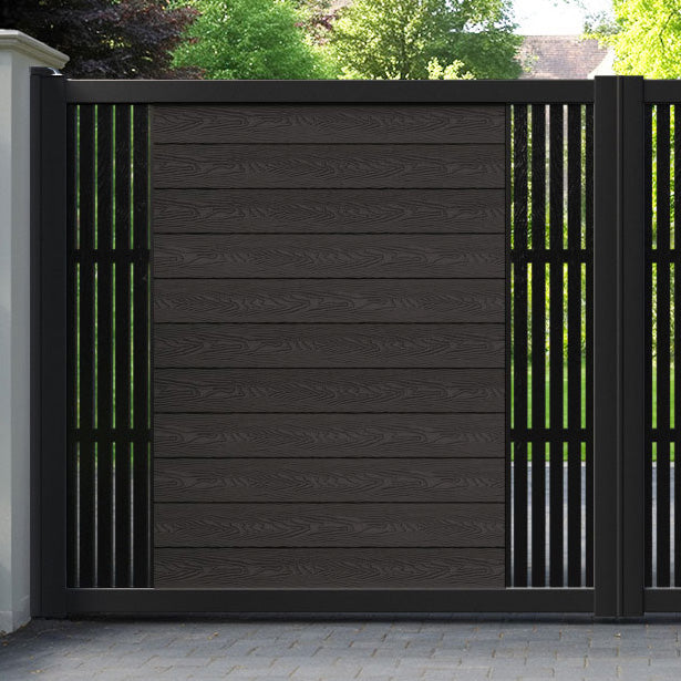 Classic Aspen Straight Top Driveway Gate - Dark Oak - Middle & End Screen