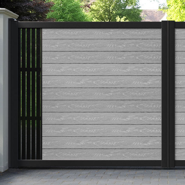 Classic Aspen Straight Top Driveway Gate - Light Grey - End Screen