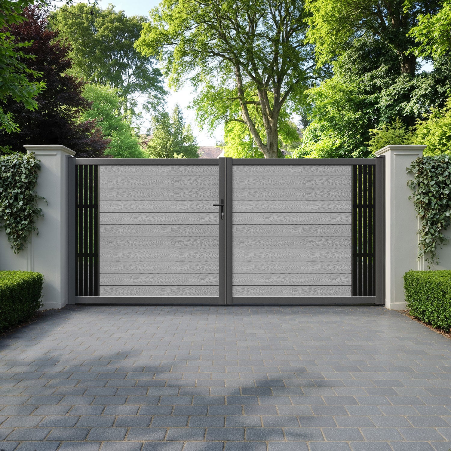 Classic Aspen Straight Top Driveway Gate - Light Grey - End Screen