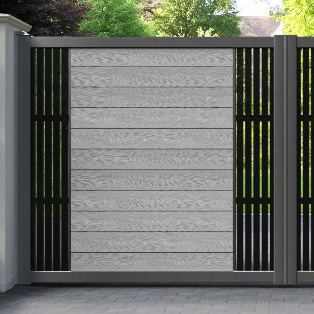 Classic Aspen Straight Top Driveway Gate - Light Grey - Middle & End Screen