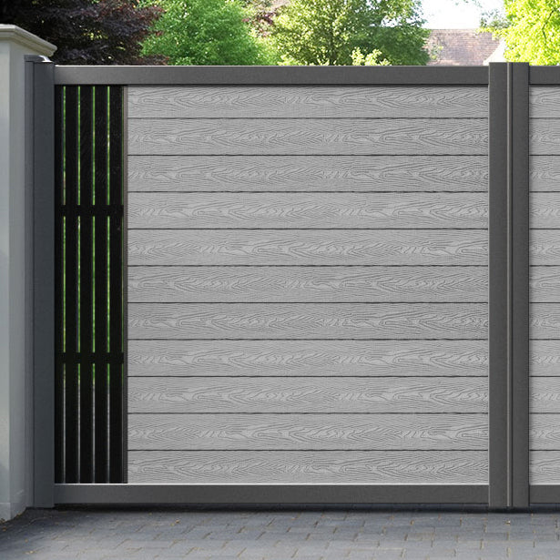 Classic Aspen Straight Top Driveway Gate - Light Grey - End Screen