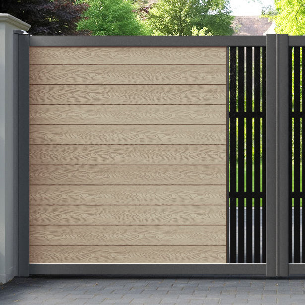 Classic Aspen Straight Top Driveway Gate - Light Oak - Middle Screen