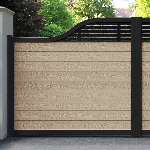 Classic Aspen Curved Top Driveway Gate - Light Oak - Top Screen