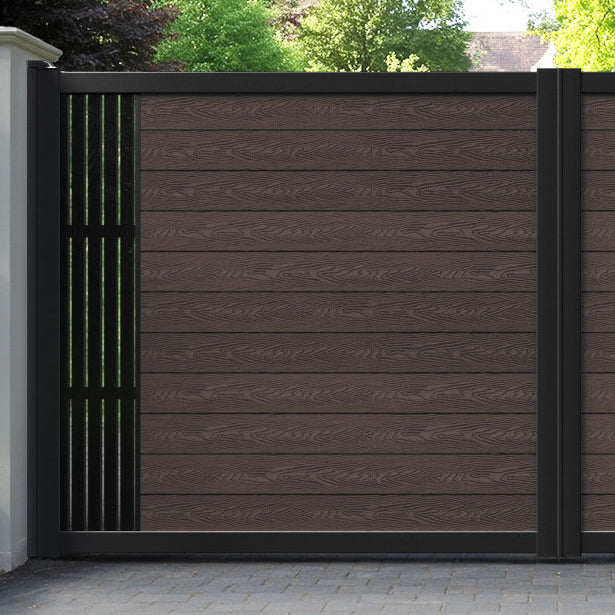 Classic Aspen Straight Top Driveway Gate - Mid Brown - End Screen