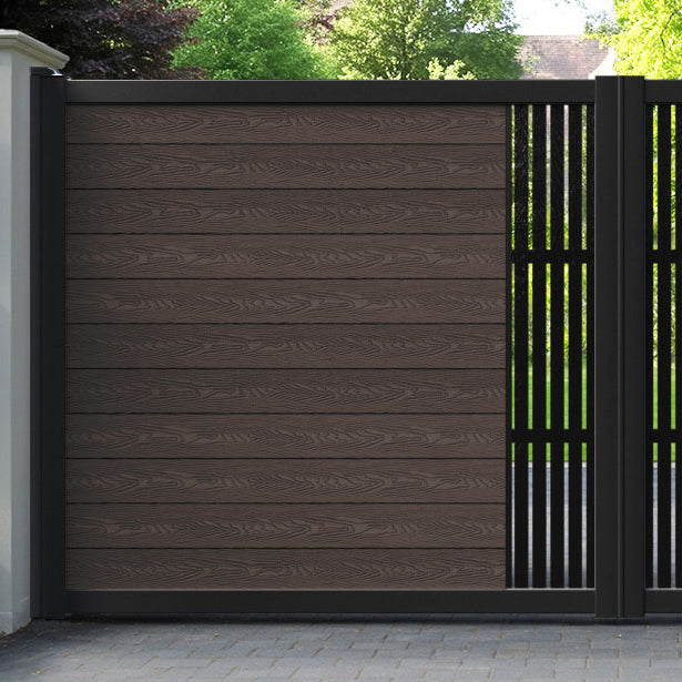 Classic Aspen Straight Top Driveway Gate - Mid Brown - Middle Screen
