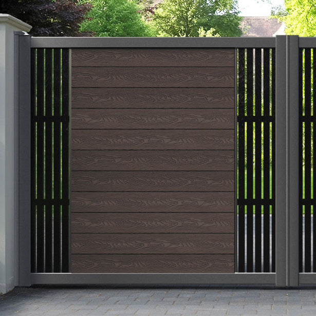Classic Aspen Straight Top Driveway Gate - Mid Brown - Middle & End Screen