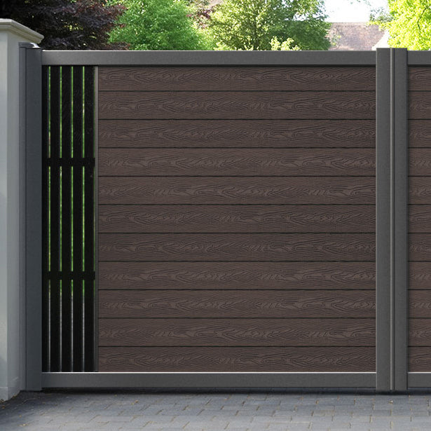 Classic Aspen Straight Top Driveway Gate - Mid Brown - End Screen