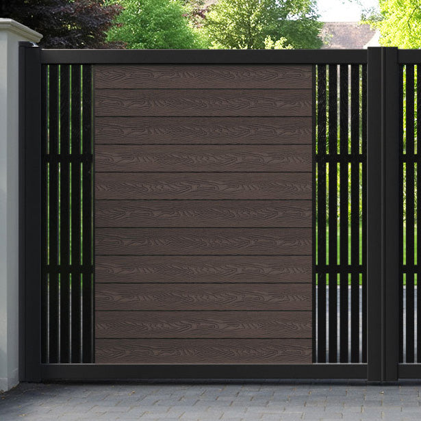 Classic Aspen Straight Top Driveway Gate - Mid Brown - Middle & End Screen