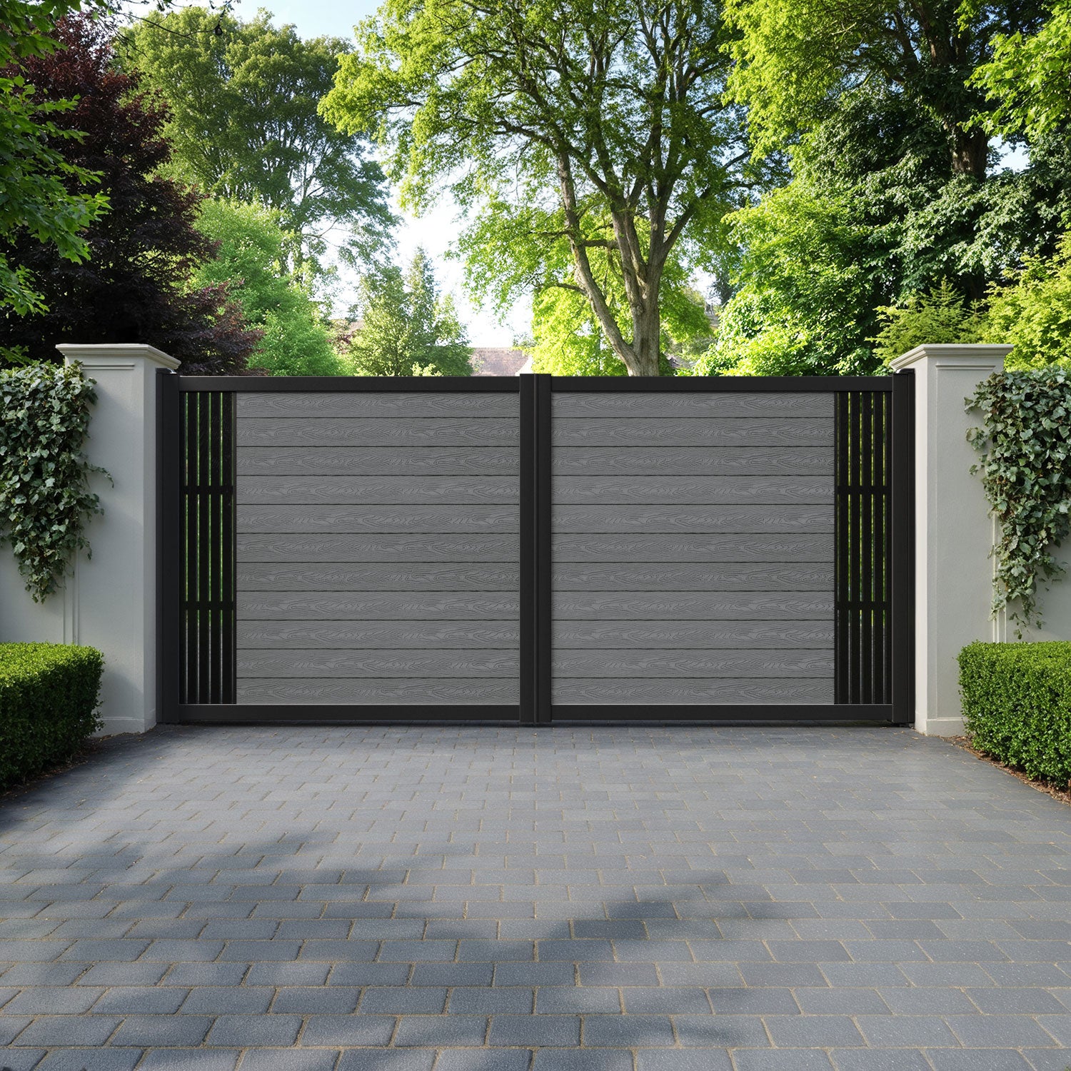 Classic Aspen Straight Top Driveway Gate - Mid Grey - End Screen