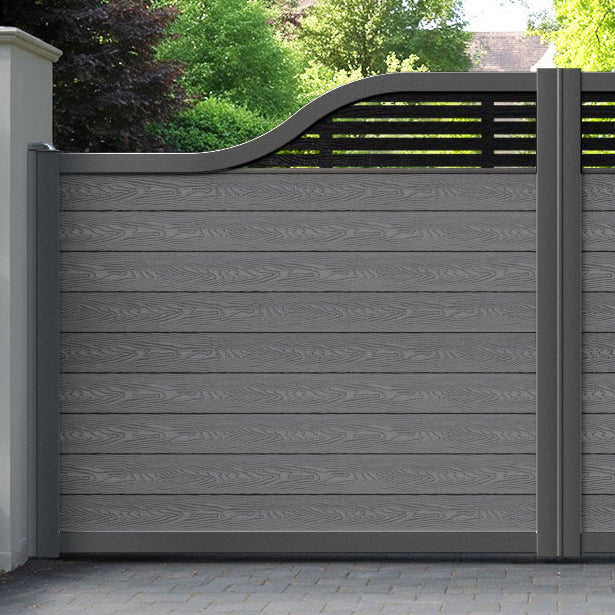 Classic Aspen Curved Top Driveway Gate - Mid Grey - Top Screen