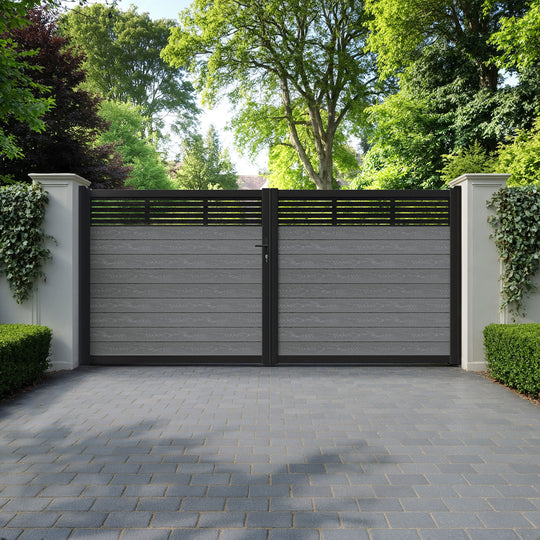 Classic Aspen Straight Top Driveway Gate - Mid Grey - Top Screen