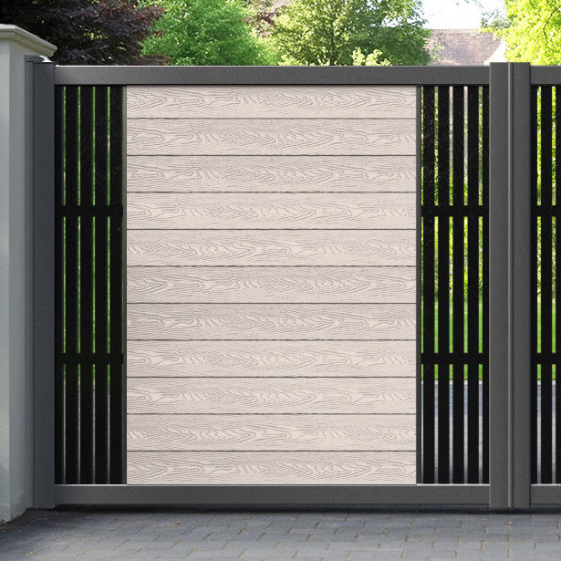 Classic Aspen Straight Top Driveway Gate - Mid Stone - Middle & End Screen