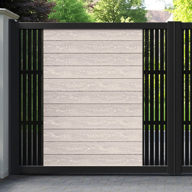 Classic Aspen Straight Top Driveway Gate - Mid Stone - Middle & End Screen
