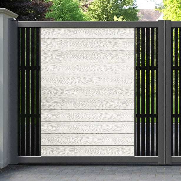 Classic Aspen Straight Top Driveway Gate - Light Stone - Middle & End Screen