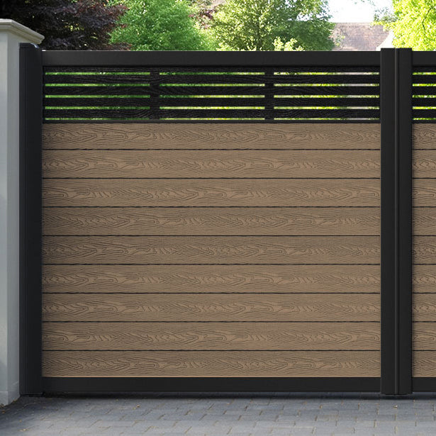 Classic Aspen Straight Top Driveway Gate - Teak - Top Screen