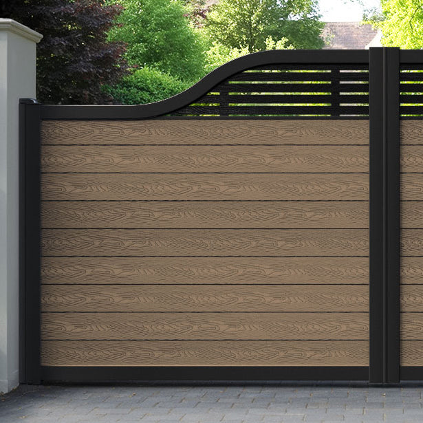 Classic Aspen Curved Top Driveway Gate - Teak -  Top Screen