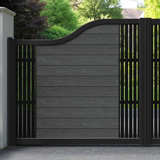 Classic Aspen Curved Top Driveway Gate - Dark Grey - Middle & End Screen