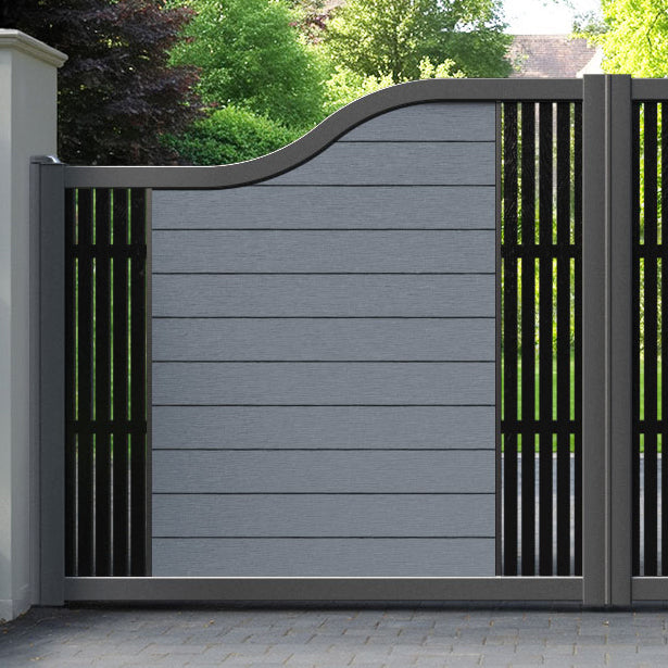 Fusion Aspen Curved Top Driveway Gate - Anthracite - Middle & End Screen