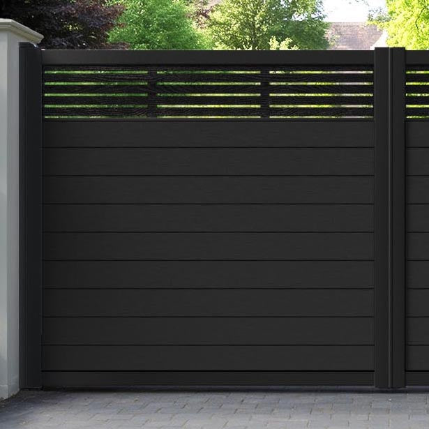 Fusion Aspen Straight Top Driveway Gate - Black - Top Screen