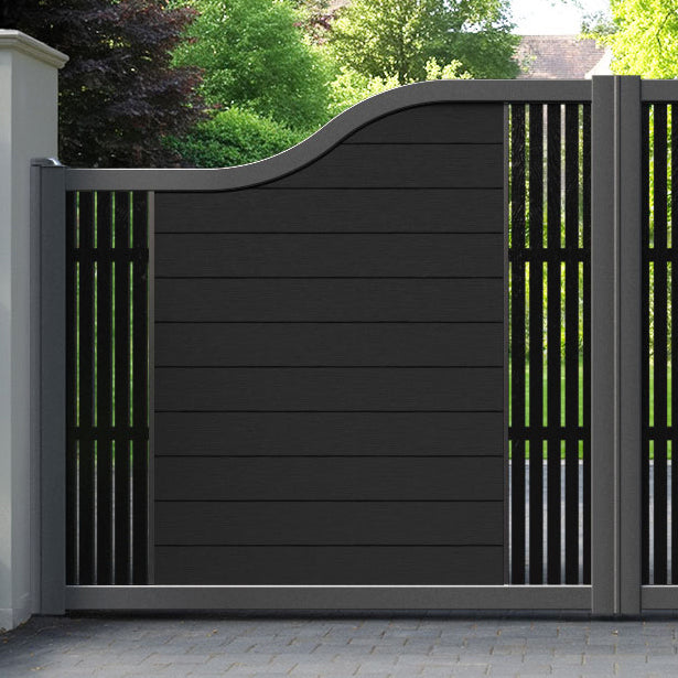 Fusion Aspen Curved Top Driveway Gate - Black - Middle & End Screen