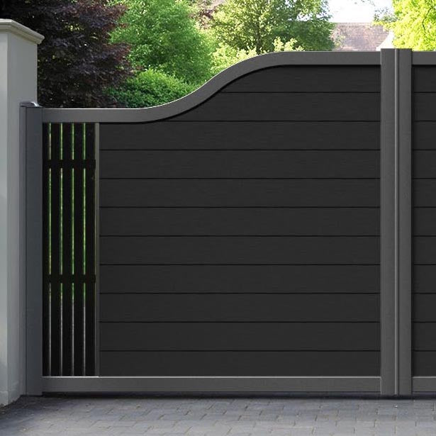 Fusion Aspen Curved Top Driveway Gate - Black - End Screen