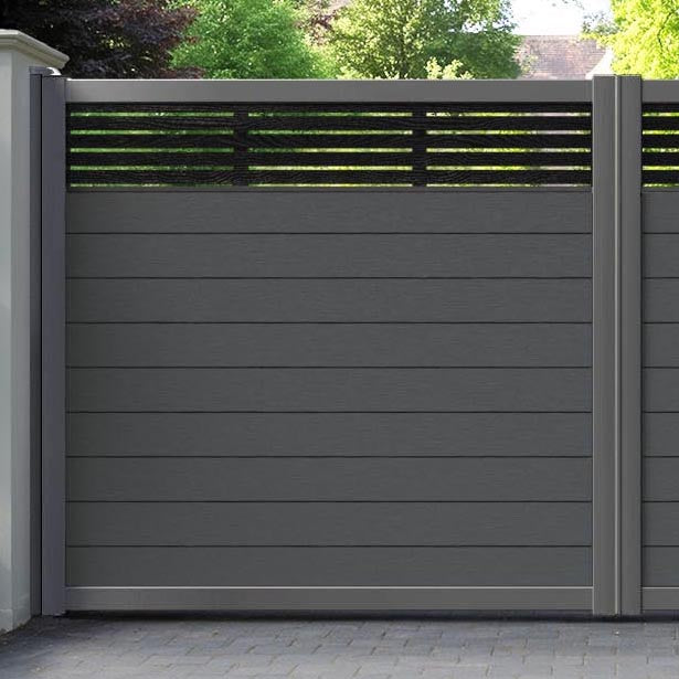 Fusion Aspen Straight Top Driveway Gate - Dark Grey - Top Screen