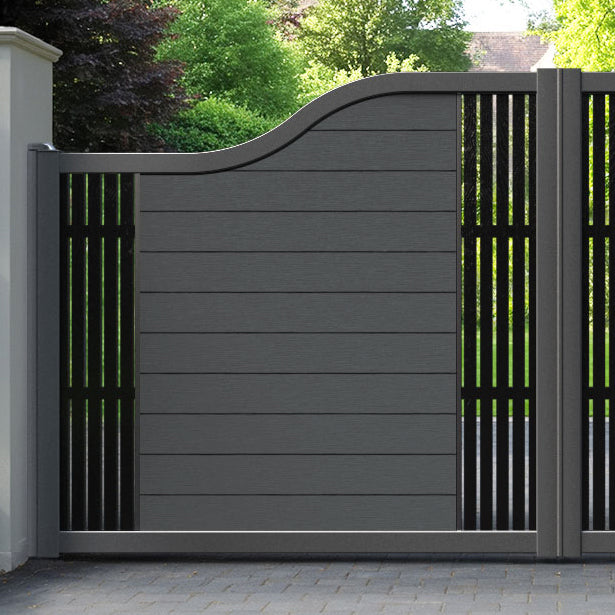 Fusion Aspen Curved Top Driveway Gate - Dark Grey - Middle & End Screen