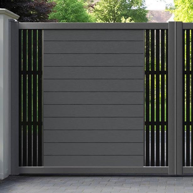 Fusion Aspen Straight Top Driveway Gate - Dark Grey - Middle & End Screen