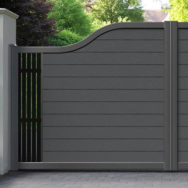 Fusion Aspen Curved Top Driveway Gate - Dark Grey - End Screen