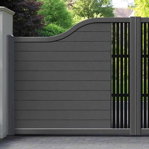 Fusion Aspen Curved Top Driveway Gate - Dark Grey - Middle Screen